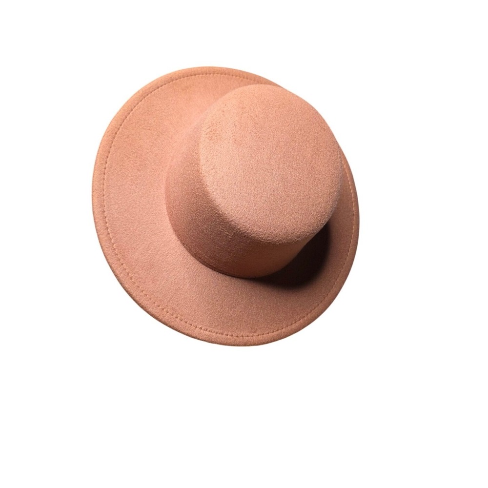 Camel Wide Brim Fedora Hat Women Flat Top Vintage Boho Parisian One Size